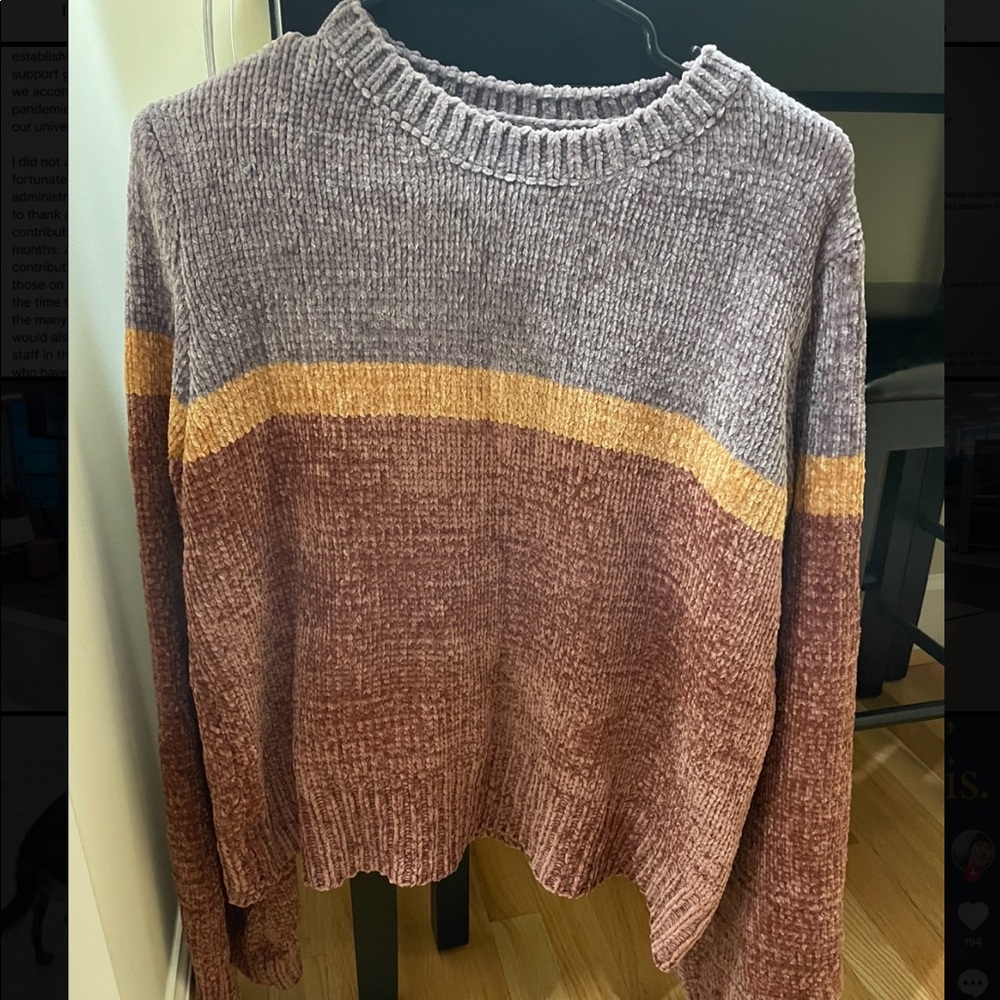 NWOT Color Block Stripe Chenille Sweater